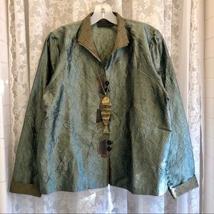 Joyce Fogle * NWOT RARE Steel Blue Silk Work Of Art